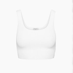 Babaton Sculpt Knit Squareneck Cropped Tank - White (M)
